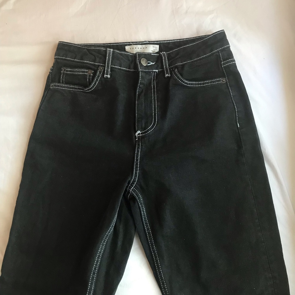 Topshop Contrast Stitching Black and White Jeans